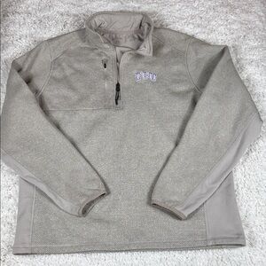 Antigua Men's Beige TCU Quarter-Zip Pullover, Tan, Size Large